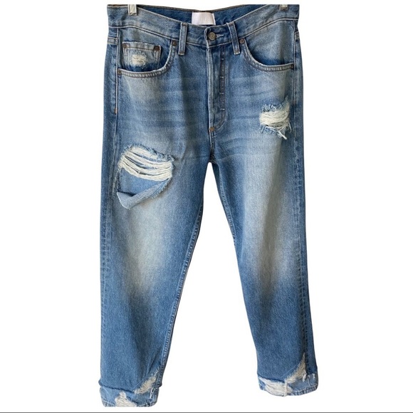 NWT Boyish Tommy High Rise Straight Leg Distressed Boyfriend Jeans Size 27 - Picture 13 of 16